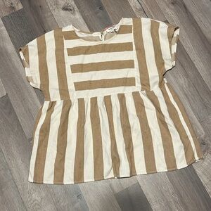 ANDREE BY UNIT Tan and Cream Striped Blouse